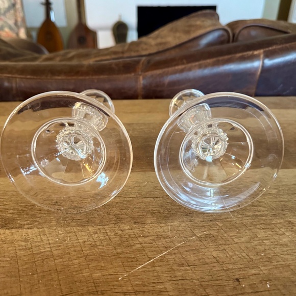 Vintage Longchamp Cristal d'Arques Candlesticks Diamond Point Clear Glass - Picture 3 of 5